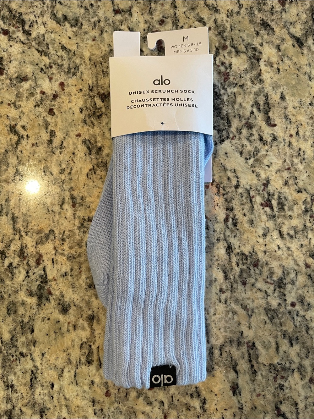 ALO Yoga Light Blue Unisex Ribbed Scrunch Socks